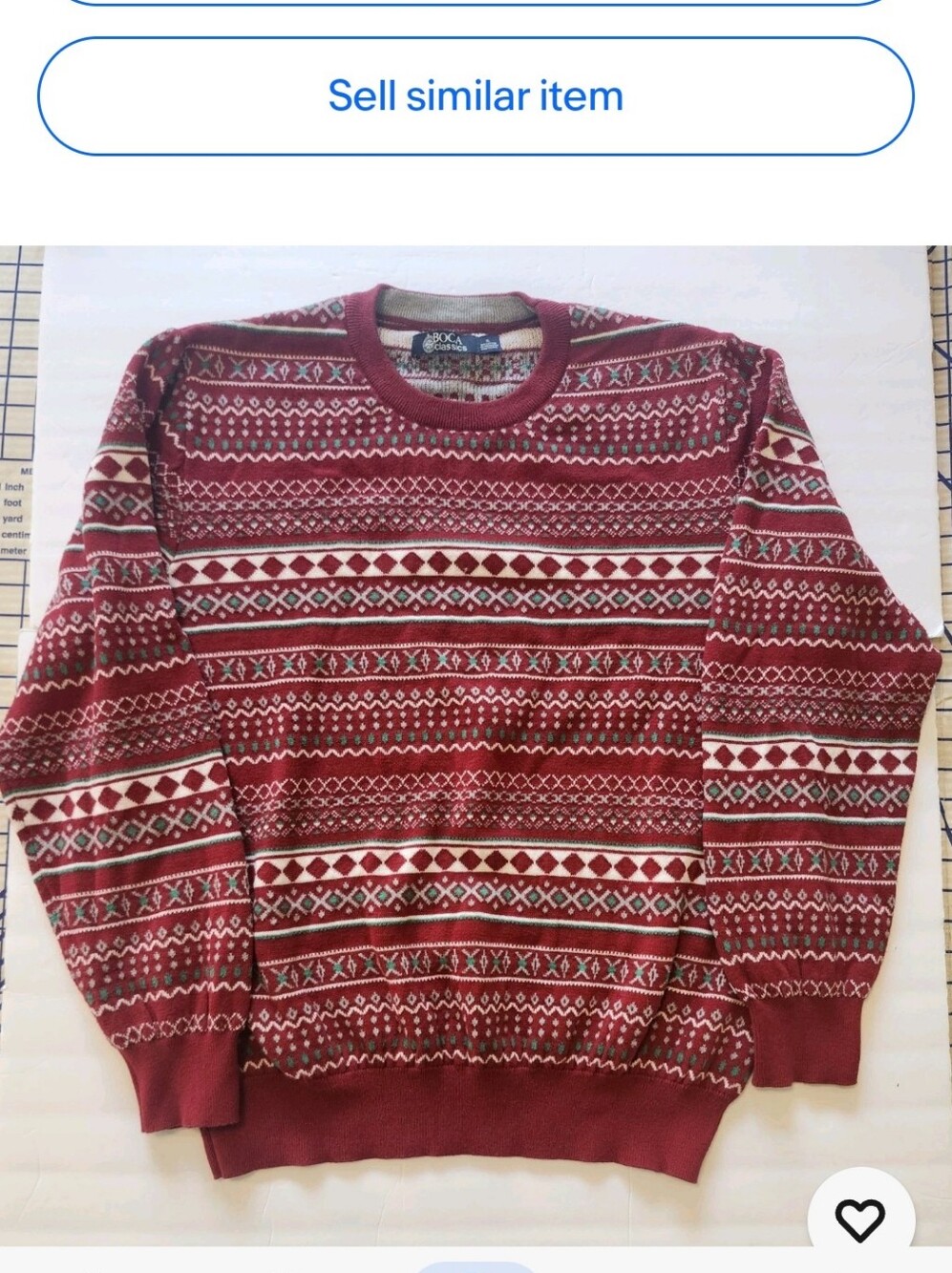 Boca Classics Red Fair Isle Classic Holiday Crewneck Long SL Sweater S XL